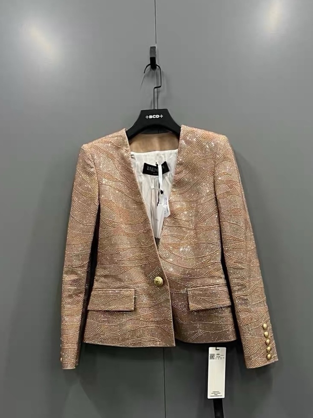 Balmain Rose Gold Sequin Blazer Jacket